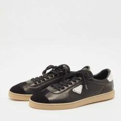 Pre Owned Prada Black Leather and Suede Lane Sneakers Size 43