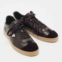 Pre Owned Prada Black Leather and Suede Lane Sneakers Size 43