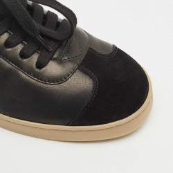 Pre Owned Prada Black Leather and Suede Lane Sneakers Size 43