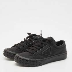 Pre Owned Prada Black Re-Nylon Wheel Cassetta Sneakers Size 40.5