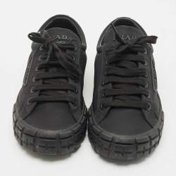 Pre Owned Prada Black Re-Nylon Wheel Cassetta Sneakers Size 40.5