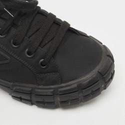 Pre Owned Prada Black Re-Nylon Wheel Cassetta Sneakers Size 40.5