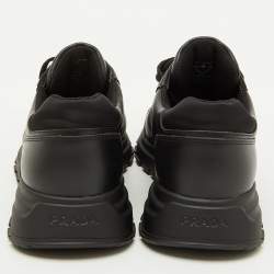Pre Owned Prada Black Leather and Re-Nylon Prax 1 Low Top Sneakers Size 40