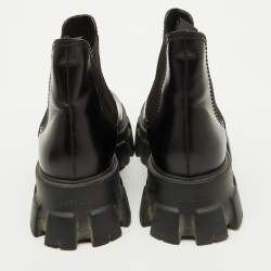 Pre Owned Prada Black Brushed Leather Monolith Platform Chelsea Boots Size 41