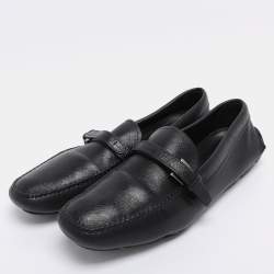 Pre Owned Prada Black Patent Leather Loafers Size 45