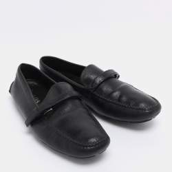 Pre Owned Prada Black Patent Leather Loafers Size 45