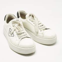 Pre Owned Prada White Leather Logo Lace Up  Sneakers Size 43.5