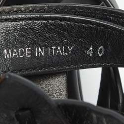 Pre Owned Prada Black Leather Gladiator Flat Sandals Size 40