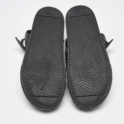 Pre Owned Prada Black Leather Gladiator Flat Sandals Size 40