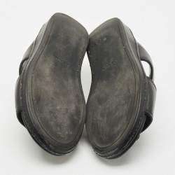 Pre Owned Prada Black Saffiano Leather Buckle Slide Flat Sandals Size 41