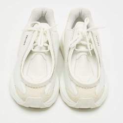 Pre Owned Prada White Fabric and Leather Systeme Lace Up Sneakers Size 41