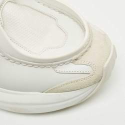 Pre Owned Prada White Fabric and Leather Systeme Lace Up Sneakers Size 41