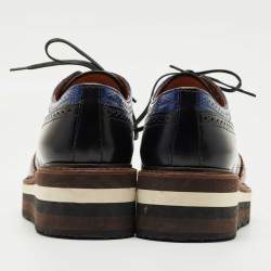 Pre Owned Prada Tricolor Brogue Leather Derby Lace Up Sneakers Size 39.5