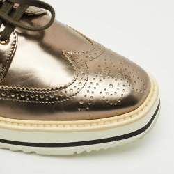Pre Owned Prada Metallic Brogue Leather Derby Lace Up Sneakers Size 39.5