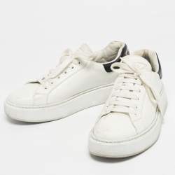 Pre Owned Prada White/Black Leather Macro Low Top Sneakers Size 41.5