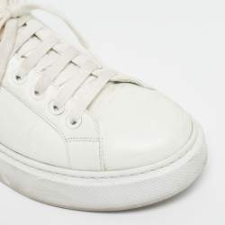 Pre Owned Prada White/Black Leather Macro Low Top Sneakers Size 41.5