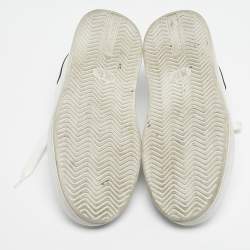 Pre Owned Prada White/Black Leather Macro Low Top Sneakers Size 41.5