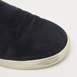 Pre Owned Prada Navy Blue Leather and Suede Slip On Sneakers Size 41.5