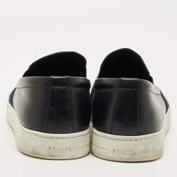 Pre Owned Prada Navy Blue Leather and Suede Slip On Sneakers Size 41.5