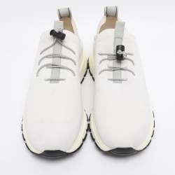 Pre Owned Prada White Knit Fabric Slip On Sneakers Size 42.5