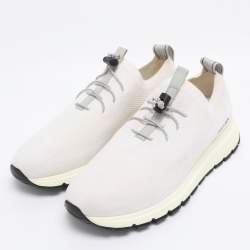 Pre Owned Prada White Knit Fabric Slip On Sneakers Size 42.5