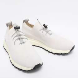 Pre Owned Prada White Knit Fabric Slip On Sneakers Size 42.5