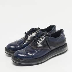 Pre Owned Prada Two Tone Brogue Leather lace Up Derby Sneakers Size 43