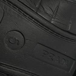 Pre Owned Prada Blue/Black Canvas and Leather Lace Up Sneakers Size 39.5