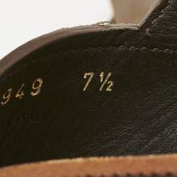 Pre Owned Prada Brown Leather Slingback Flat Sandals Size 41.5