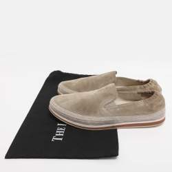 Pre Owned Prada Beige Suede Slip On Sneakers Size 42