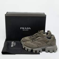 Pre Owned Prada Grey Knit Fabric and Rubber Cloudbust Thunder Sneakers Size 42.5
