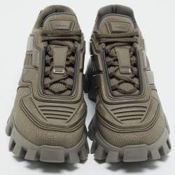 Pre Owned Prada Grey Knit Fabric and Rubber Cloudbust Thunder Sneakers Size 42.5