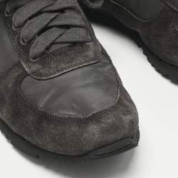 مملوكة مسبقًا Prada Grey Nylon and Suede Match Racer Lace Up Sneakers Size 43
