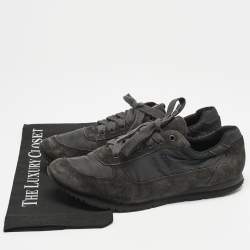 مملوكة مسبقًا Prada Grey Nylon and Suede Match Racer Lace Up Sneakers Size 43
