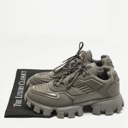 Pre Owned Prada Green Mesh and Rubber Cloudbust Lace Up Sneakers Size 41.5