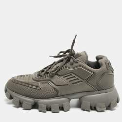 Pre Owned Prada Green Mesh and Rubber Cloudbust Lace Up Sneakers Size 41.5