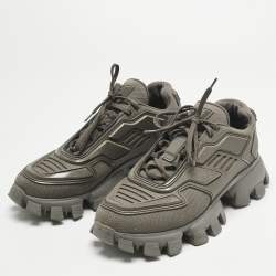 Pre Owned Prada Green Mesh and Rubber Cloudbust Lace Up Sneakers Size 41.5