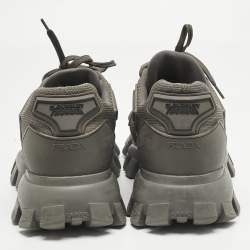 Pre Owned Prada Green Mesh and Rubber Cloudbust Lace Up Sneakers Size 41.5