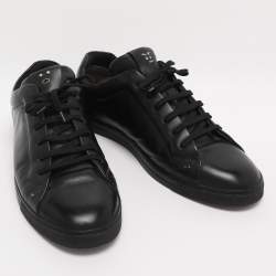 Pre Owned Prada Black Leather Low Top Sneakers Size 44