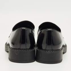 Pre Owned Prada Black Brushed Leather Slip On Platform Loafers Size 44.5