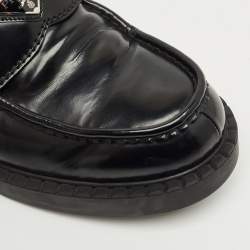 Pre Owned Prada Black Brushed Leather Slip On Platform Loafers Size 44.5