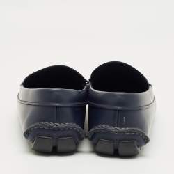 Pre Owned Prada Navy Blue Leather Driver Loafers Size 41