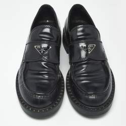 Pre Owned Prada Black Leather Monolith Platform Loafers Size 42