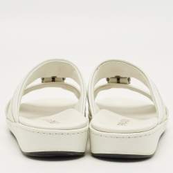 Pre Owned Prada White Saffiano Leather Desert Slide Sandals Size 41