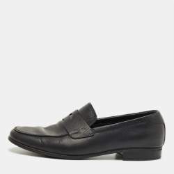 Pre Owned Prada Black Leather Penny Loafers Size 42.5