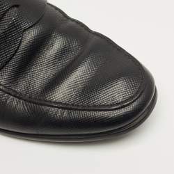 Pre Owned Prada Black Leather Penny Loafers Size 42.5