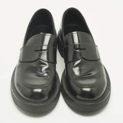 Pre Owned Prada Black Leather Slip On Loafers Size 42