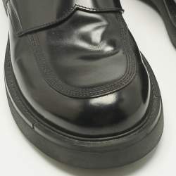 Pre Owned Prada Black Leather Slip On Loafers Size 42