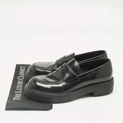 Pre Owned Prada Black Leather Slip On Loafers Size 42