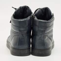 Pre Owned Prada Navy Blue Leather High Top Sneakers Size 42